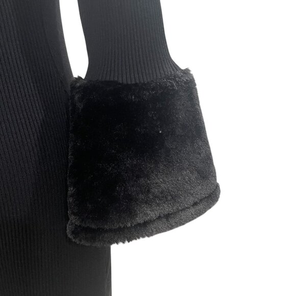 Nina Leonard Bodycon Dress M Faux Fur Bell Sleeve Elegant Stretch Cocktail Party - Picture 3 of 8